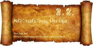 Mátyássy Ulrika névjegykártya